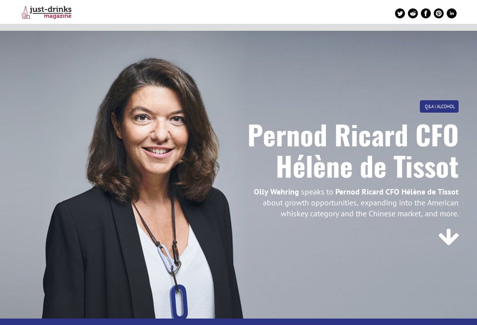 Pernod Ricard CFO H l ne de Tissot just drinks magazine Issue