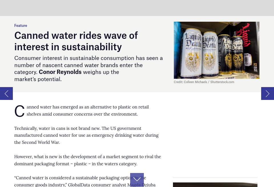 Canned water rides ESG wave Just Drinks magazine Issue 48